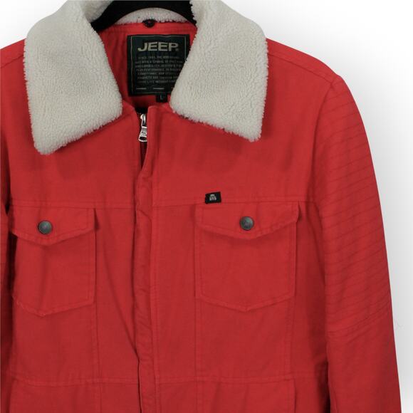 Vintage JEEP Canvas Sherpa-Lined Jacket Trucker Utility RemovableCollar - Picture 9 of 12